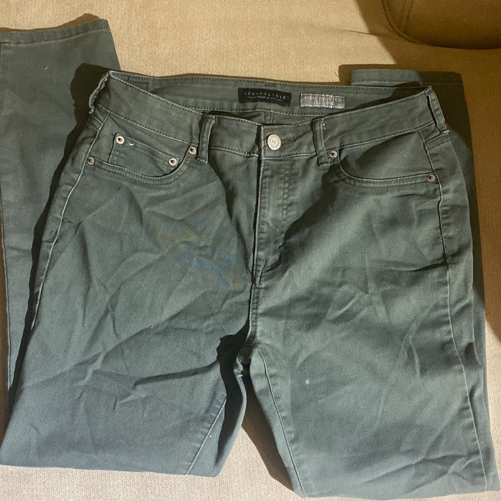 Green high waisted jeans lots of stretch